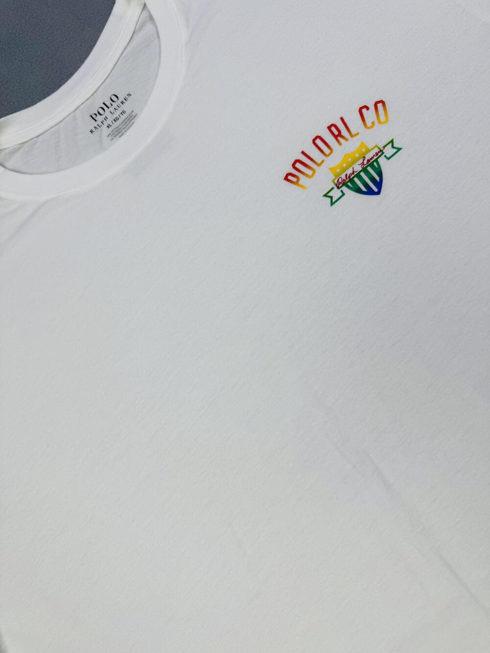 Polo Ralph Lauren Shirt Mens XL White Polo RL Co Shield Logo Graphic Tee